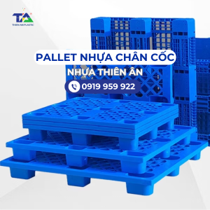 Pallet nhựa chân cốc được dùng phổ biến trong xuất hàng container và lưu trữ hàng hóa