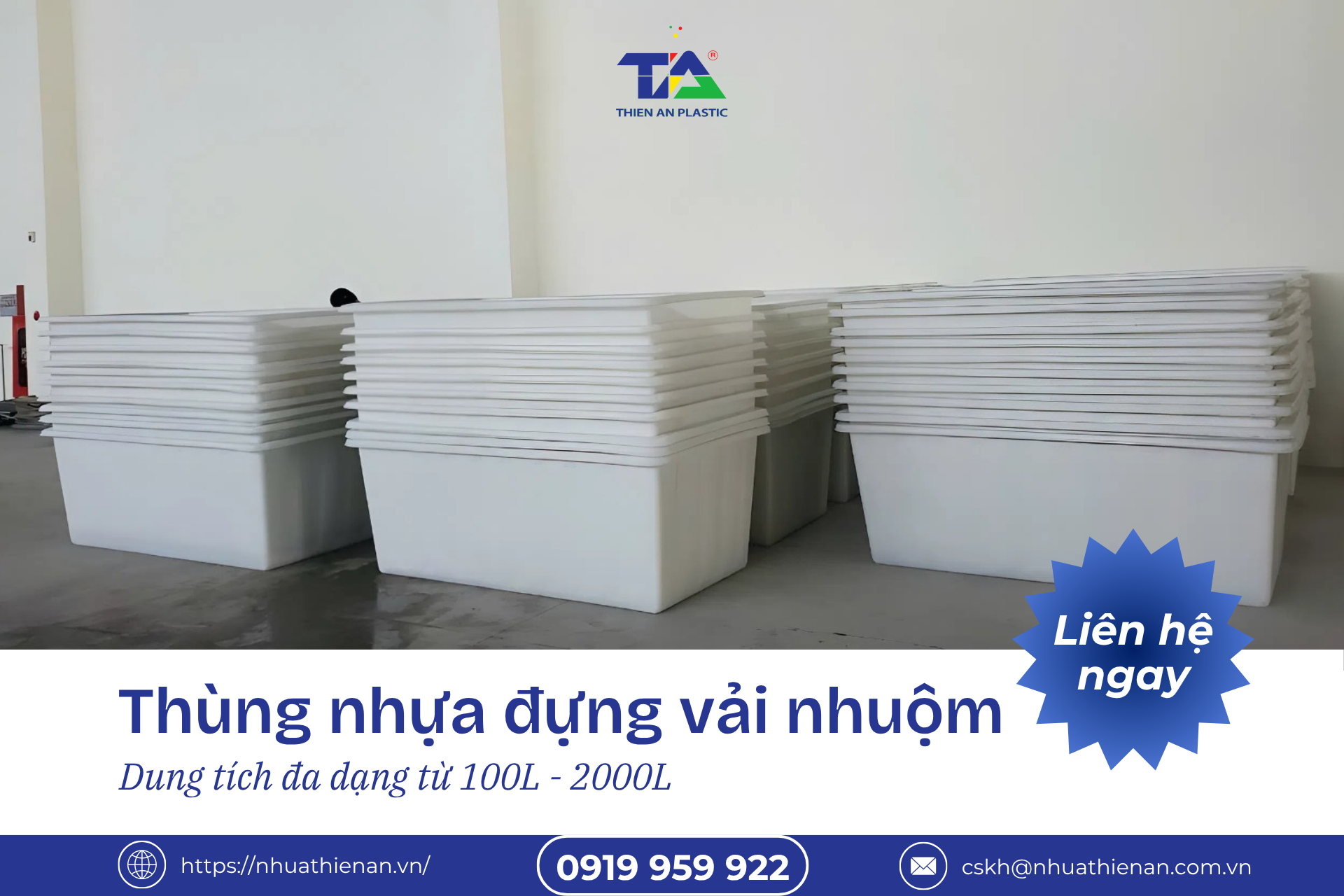 Thùng nhựa đựng vải nhuộm - Đa dạng dung tích, tối ưu quy trình