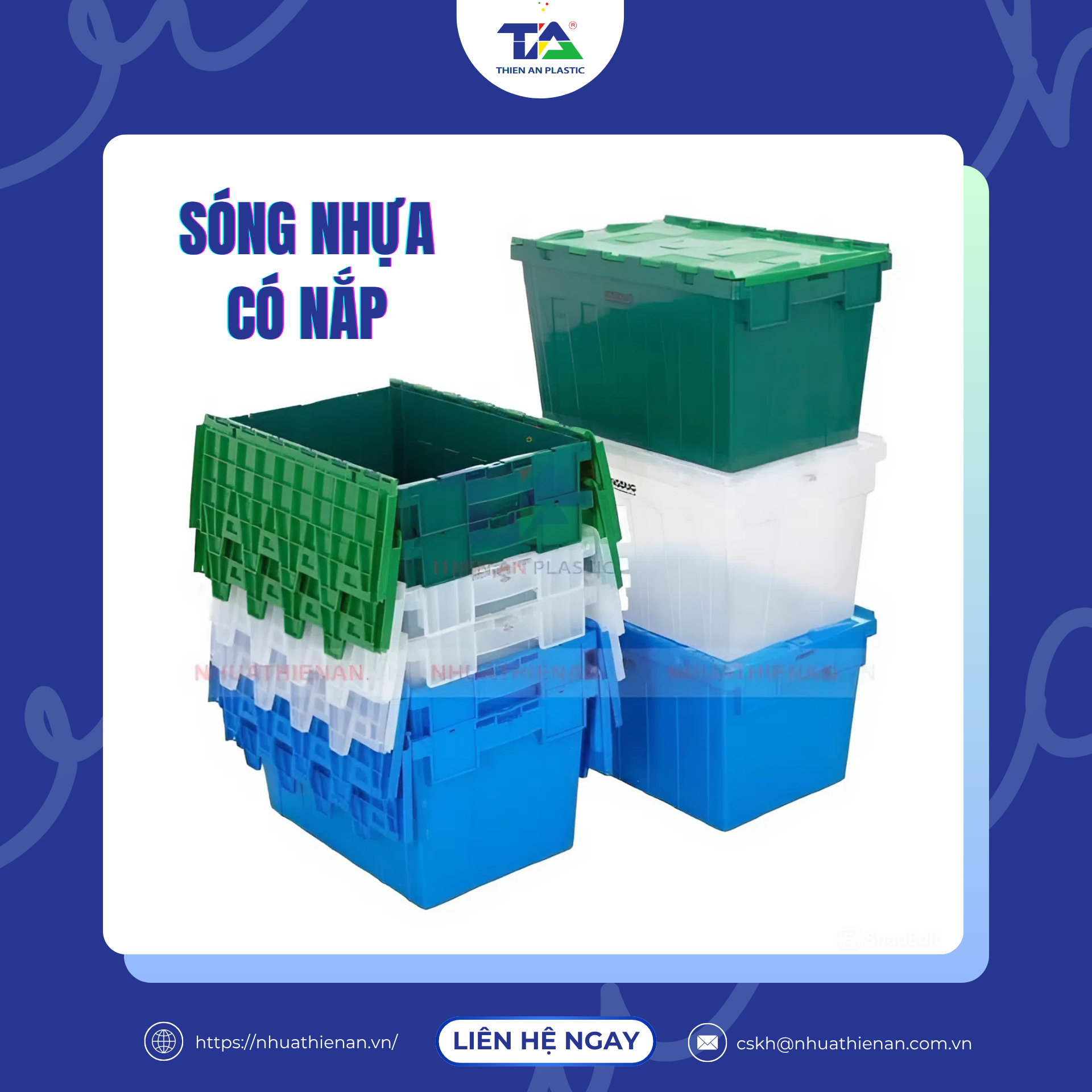 Thùng nhựa nắp liền – Giải pháp lưu trữ & vận chuyển tối ưu cho siêu thị và kho bãi