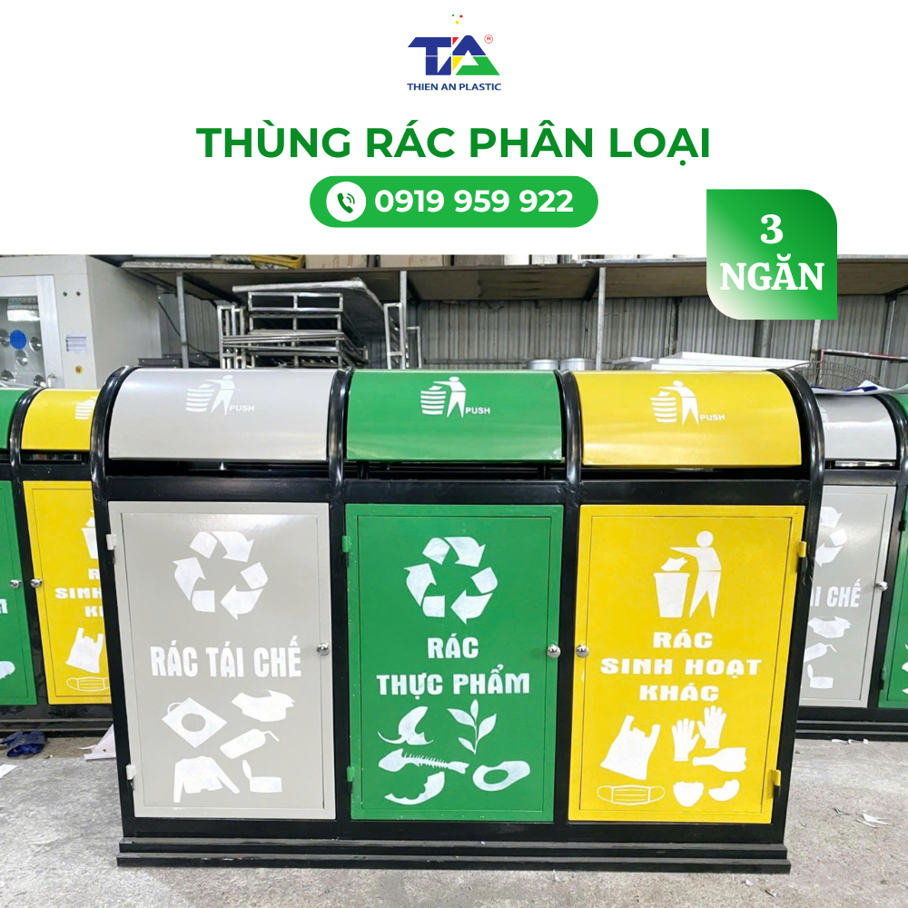 Thùng rác phân loại được sản xuất từ nhựa HDPE cao cấp, có độ bền cao