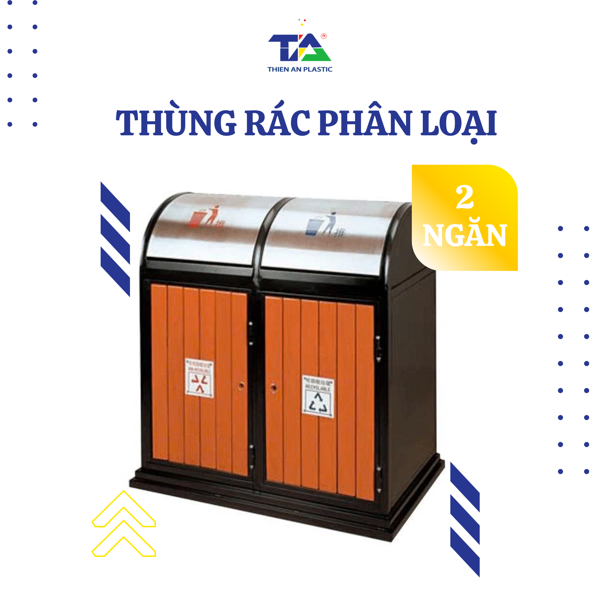 Thùng rác phân loại 2 ngăn – Giải pháp phân loại rác hiệu quả