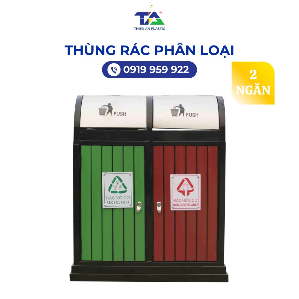 Nhựa Thiên Ân chuyên cung cấp và phân phối thùng rác phân loại 2 ngăn đạt tiêu chuẩn vệ sinh môi trường