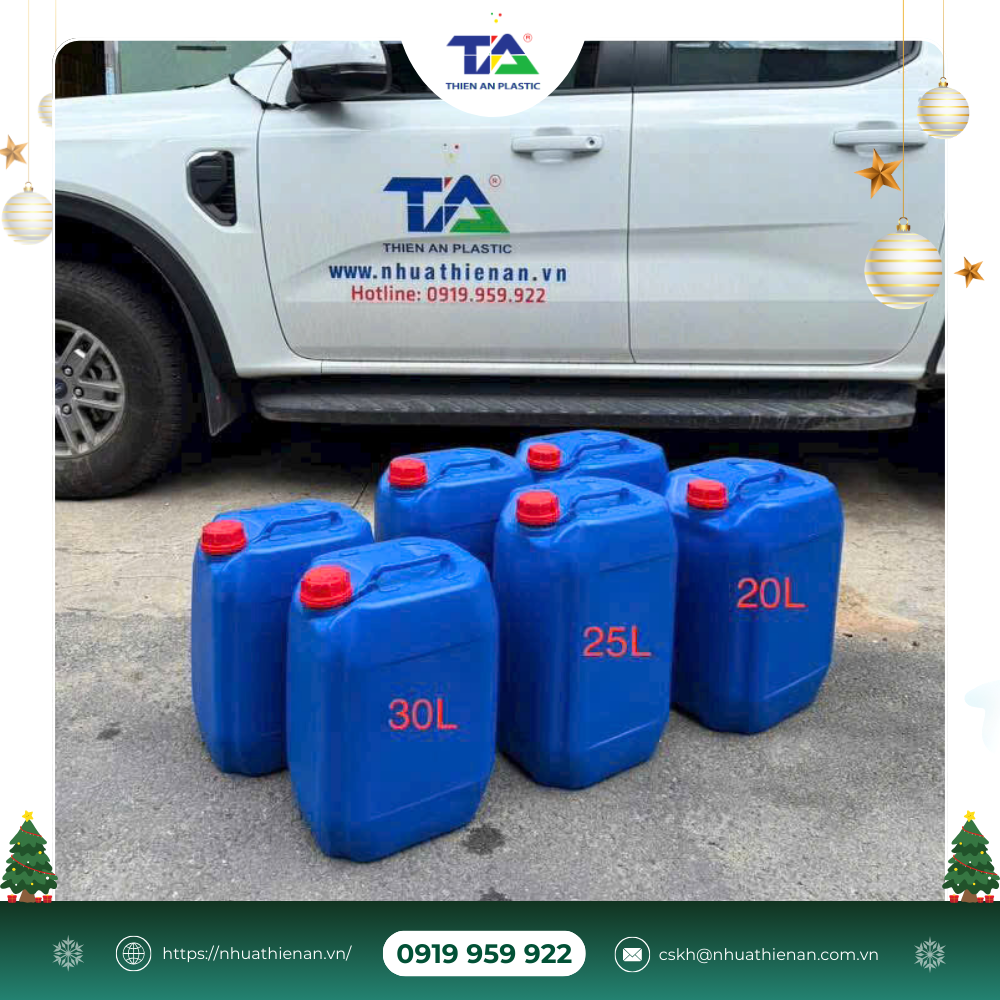 Nhựa Thiên Ân cung cấp can nhựa từ 4L đến 30L, với nhiều mẫu vuông và tròn, phù hợp mọi nhu cầu lưu trữ và vận chuyển
